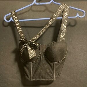 Victoria secret corset bra with rhinestones straps and bow